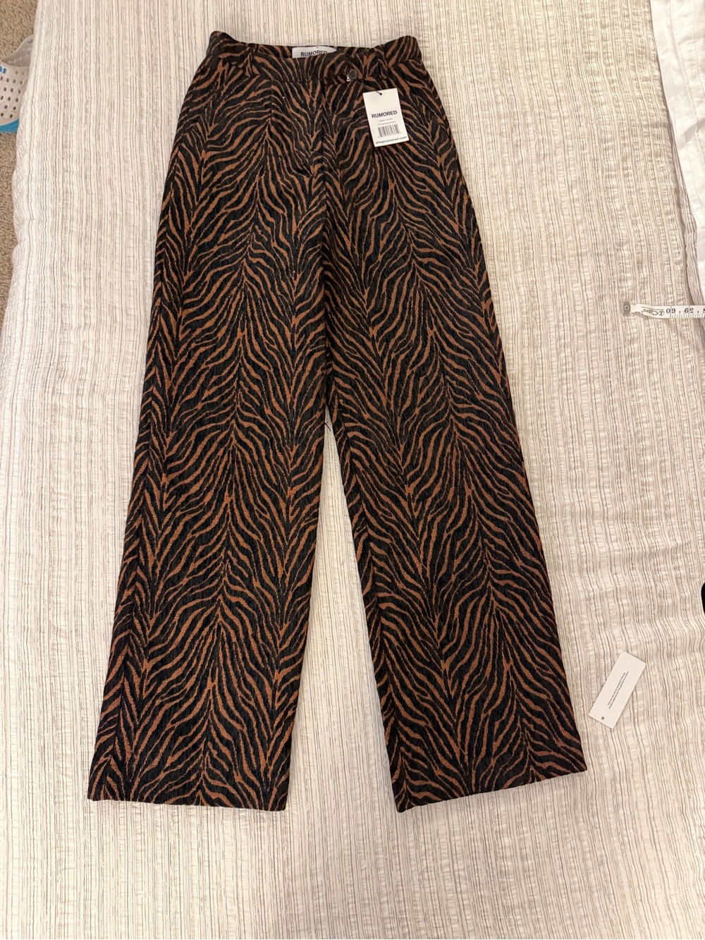 Rumored womens straight Leg Pants in Black and Brown zebra print